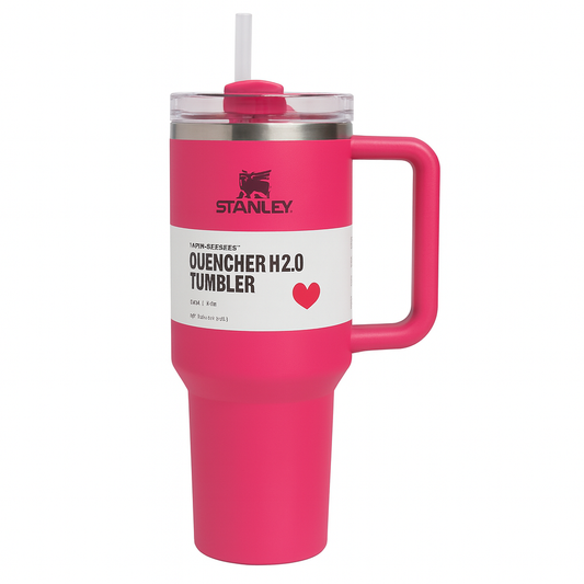 Stanley 40oz Quencher Tumbler with Handle & Straw | 680g Heavy-Duty Stainless Steel Insulated Cup | Leakproof Travel Mug (Fuchsia Pink)