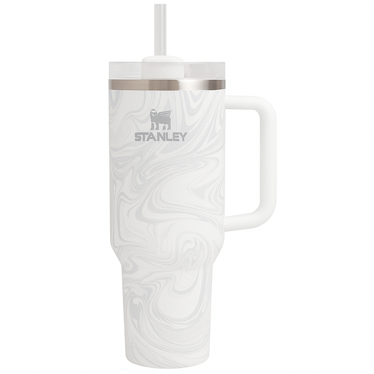 Stanley 40oz Quencher Tumbler with Handle & Straw | 680g Heavy-Duty Stainless Steel Vacuum Insulated Cup | Marble Edition (Available in Grey & Brown)