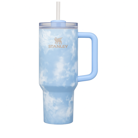 Stanley 40oz Quencher Tumbler with Handle & Straw | 680g Heavy-Duty Stainless Steel Insulated Cup | Cloud Edition (Pink & Blue)