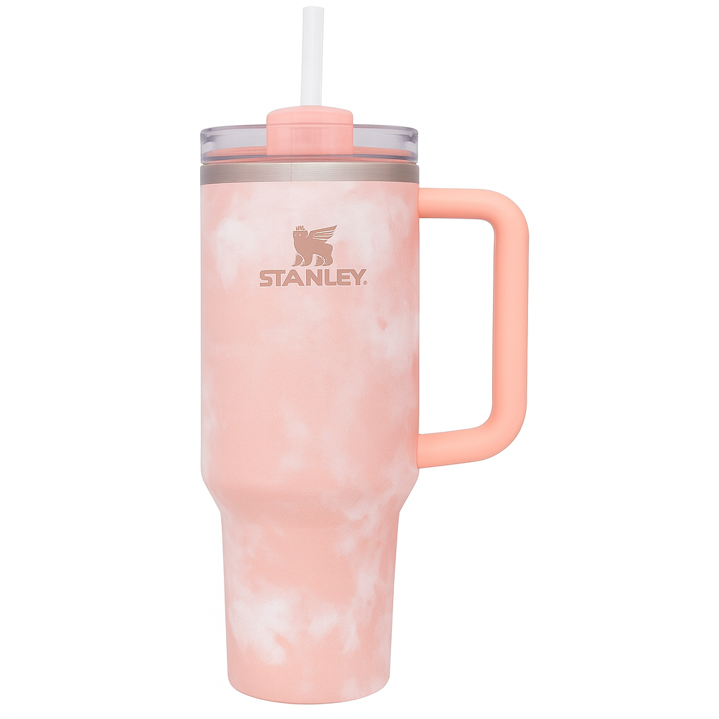 Stanley 40oz Quencher Tumbler with Handle & Straw | 680g Heavy-Duty Stainless Steel Insulated Cup | Cloud Edition (Pink & Blue)