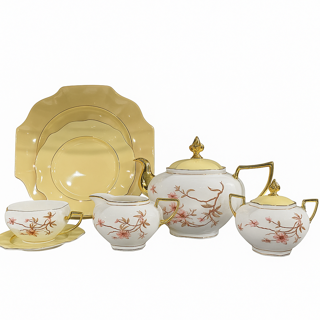 Royal Munich 24-Piece Porcelain Tea Set for 6 person  – Elegant Tea Service with Cups, Saucers, Plates & Pots