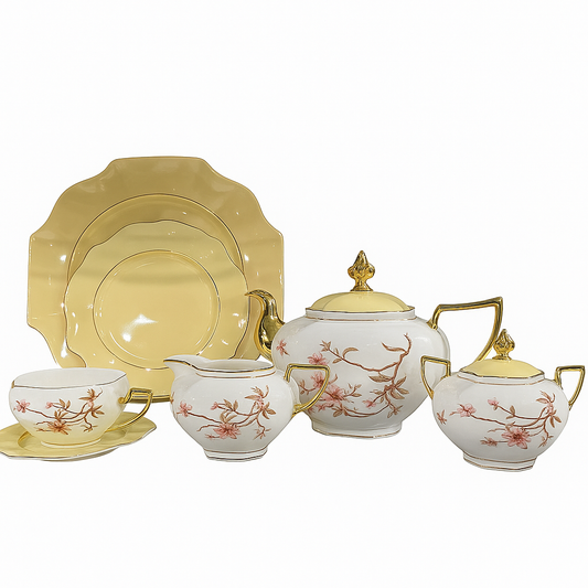 Royal Munich 24-Piece Porcelain Tea Set for 6 person  – Elegant Tea Service with Cups, Saucers, Plates & Pots