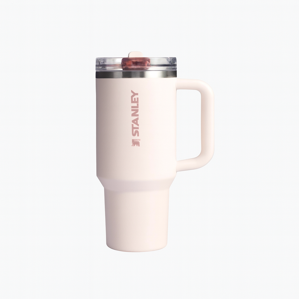 Stanley 40oz Quencher Pro Tour Tumbler with Handle & Straw | 680g Heavy-Duty Stainless Steel Anti-Leak Travel Mug | Vacuum Insulated (Cream Pinkish White – S-20)
