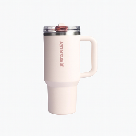 Stanley 40oz Quencher Pro Tour Tumbler with Handle & Straw | 680g Heavy-Duty Stainless Steel Anti-Leak Travel Mug | Vacuum Insulated (Cream Pinkish White – S-20)