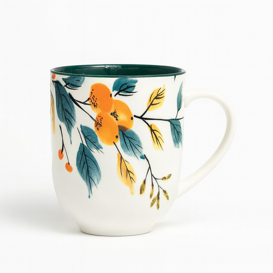 Floral Ceramic Mug – 400 ml (1 Pc, 8.5x8.5x10 cm)