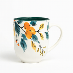 Floral Ceramic Mug – 400 ml (1 Pc, 8.5x8.5x10 cm)