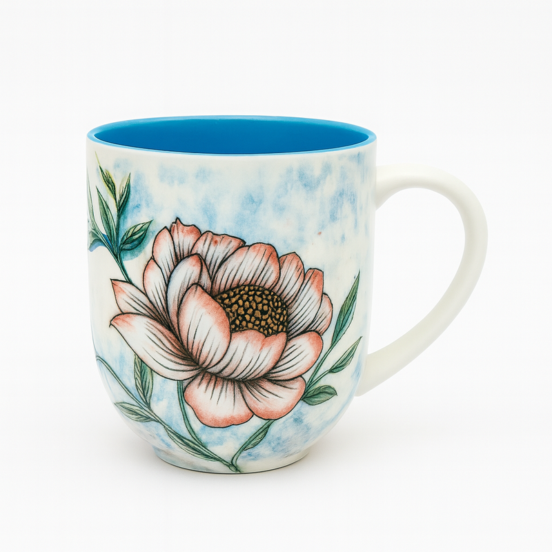 Floral Ceramic Mug – 400ml (BR2003) - Habitt