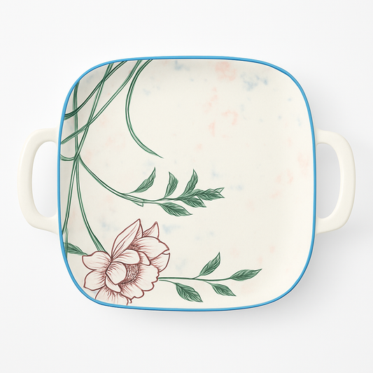 Floral Ceramic Square Baker with Handles – 8-48c