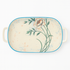 Floral Ceramic Oval Plate with Handles – 5-15c