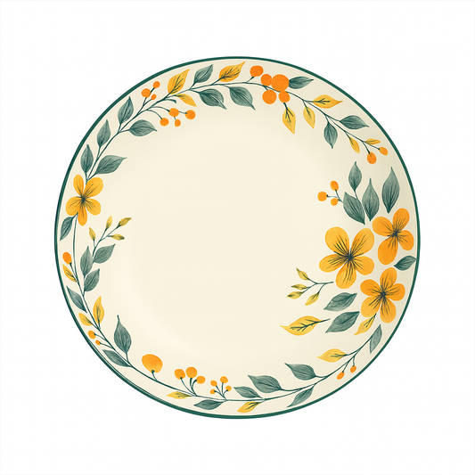 Floral Ceramic Soup Plate – Round Design (1 Pc, 20x20x4.5 cm)