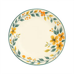 Floral Ceramic Soup Plate – Round Design (1 Pc, 20x20x4.5 cm)