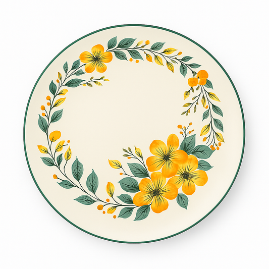 Floral Ceramic Dinner Plate – Round Design (1 Pc, 27x27x2.5 cm)