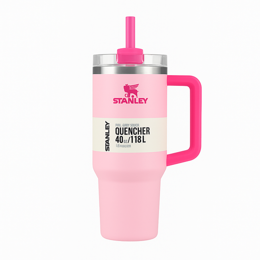 Stanley 40oz Quencher Tumbler with Handle & Straw | 680g Heavy-Duty Stainless Steel Insulated Cup | Leakproof Travel Mug (Hot Pink)