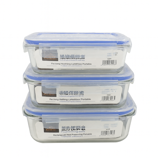 1Pc Premium Airtight Rectangle Glass Food Storage Containers– 1040ml, 1520ml & 2260ml | Leakproof, Microwave & Freezer Safe
