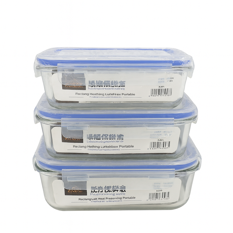 1Pc Premium Airtight Rectangle Glass Food Storage Containers– 1040ml, 1520ml & 2260ml | Leakproof, Microwave & Freezer Safe - Habitt