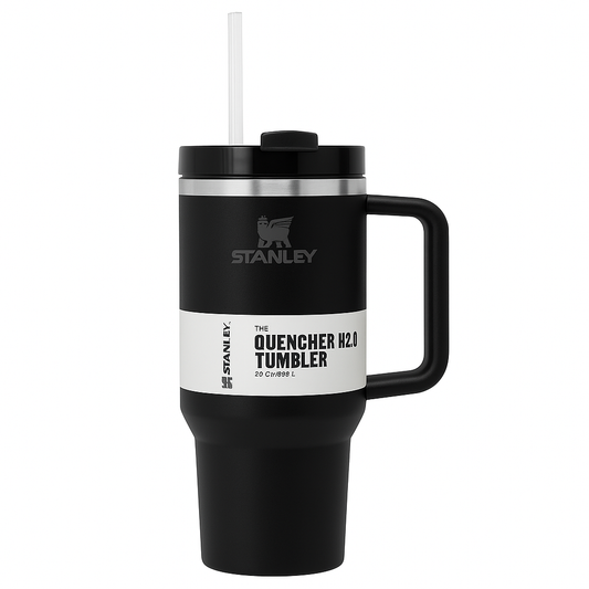 Stanley 40oz Quencher Tumbler with Handle & Straw – 680g Heavy-Duty Stainless Steel Travel Mug | Vacuum Insulated Hot & Cold Beverage Cup (Matte Black)
