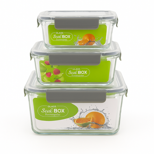 3-Piece Square Airtight Acrylic Food Storage Container Set | Leakproof, BPA-Free & Stackable | Perfect for Kitchen and Pantry Organization