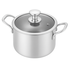 Stainless Steel Cooking Pot with Double Handles & Lid | 22cm & 24cm | Non-Stick Honeycomb Base | Gas & Induction Compatible