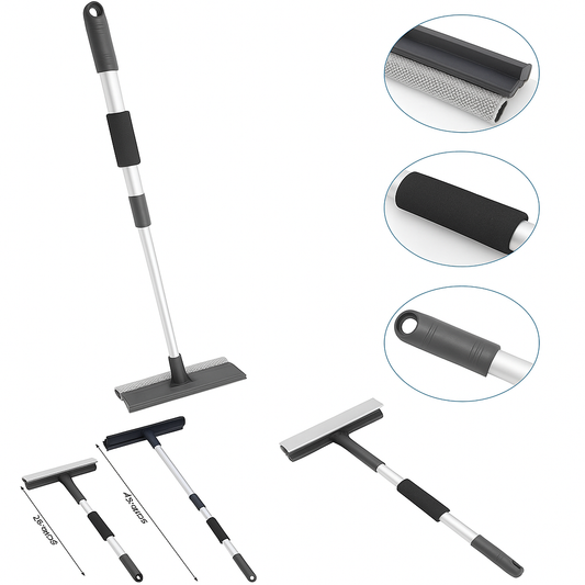 Aluminium Window Cleaning Wiper with Sponge – Extendable Glass Cleaner with Handle