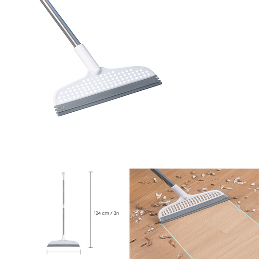 Floor Cleaning Wiper – Long Handle Rubber Blade Floor Squeegee for Home & Office