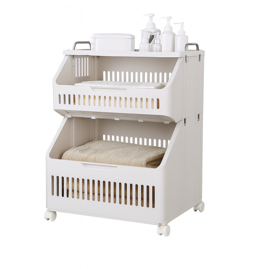 3-Layer Cloth Storage Basket – Multi-Purpose Organizer with Wheels