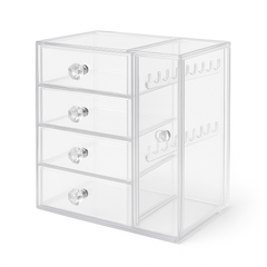 Acrylic Jewelry Box with Drawers & Side Hooks – Transparent Organizer