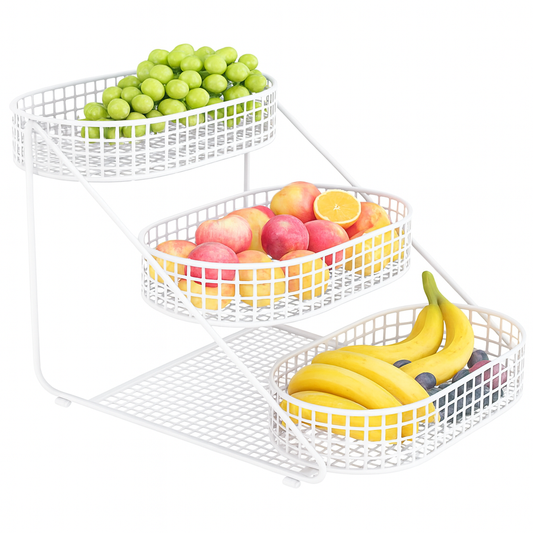 3-Tier Iron Food Rack – Multi-Layer Kitchen Counter Organizer for Fruits, Vegetables & Snacks
