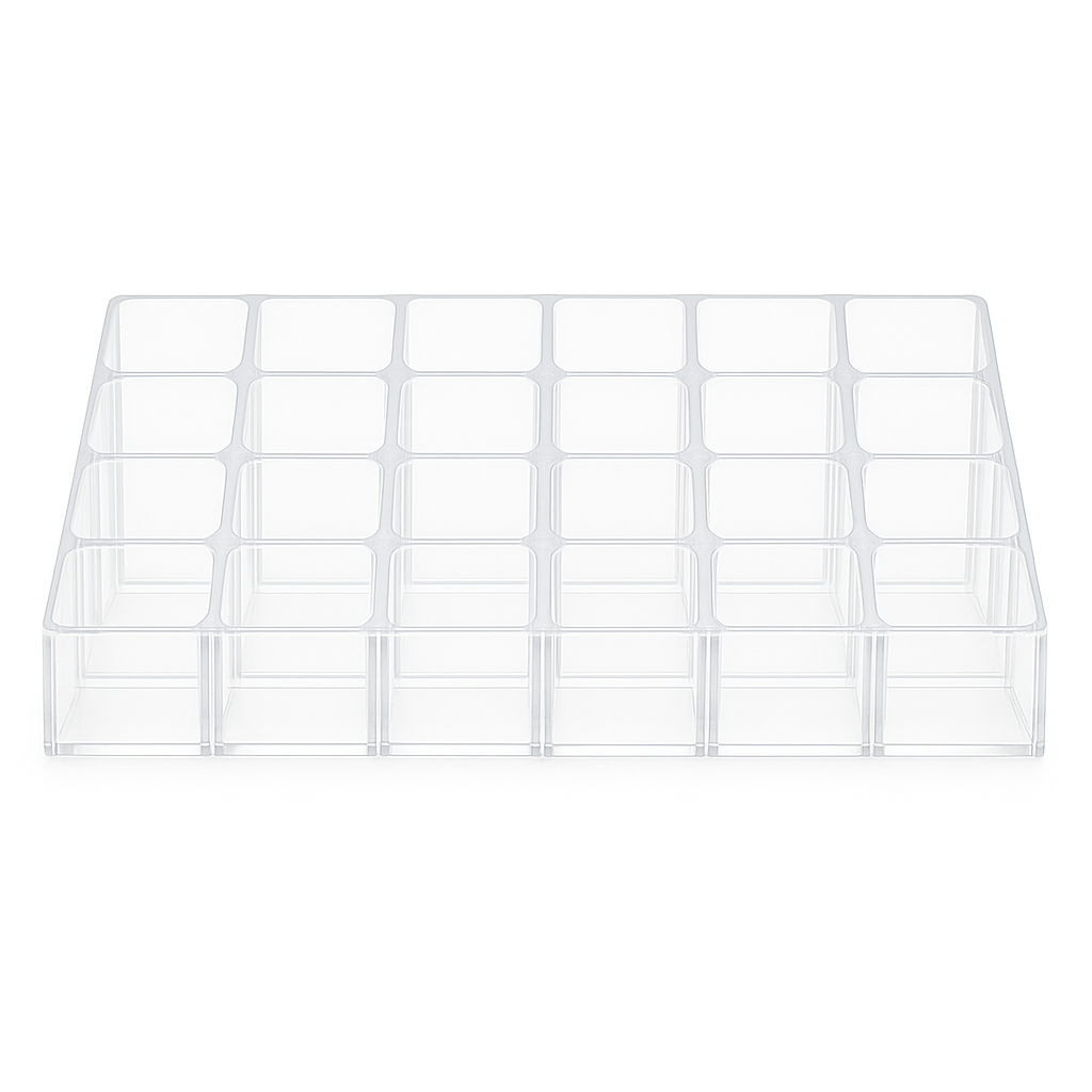 24-Slot Acrylic Lipstick Holder – Transparent Makeup Organizer