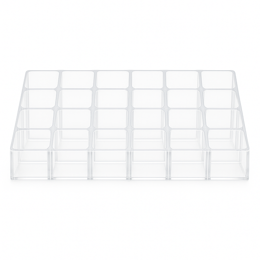 24-Slot Acrylic Lipstick Holder – Transparent Makeup Organizer
