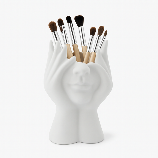 Multifunctional Makeup Brush Holder – Creative Face & Hands Design Organizer