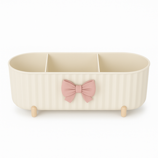 Multipurpose Cosmetic Organizer with Compartments & Decorative Bow