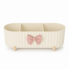 Multipurpose Cosmetic Organizer with Compartments & Decorative Bow