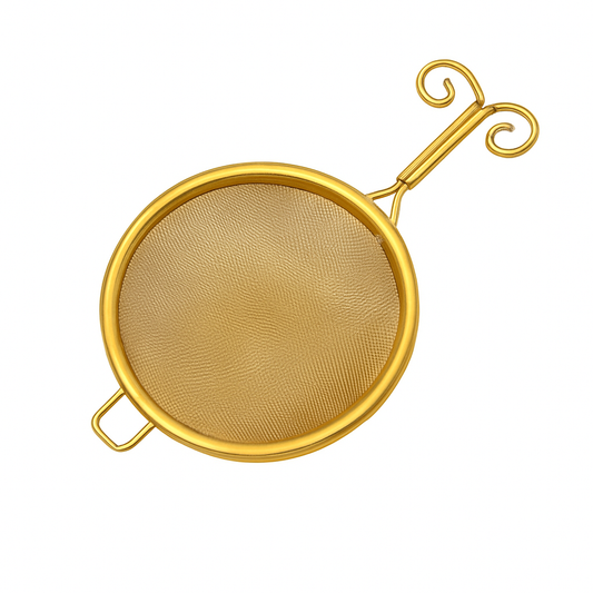 Golden Tea Strainer – Fine Mesh Filter with Scissor Style Handle
