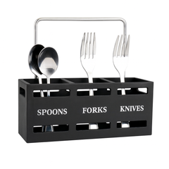 Wooden 3-Partition Cutlery Holder – Spoon, Fork & Knife Organizer