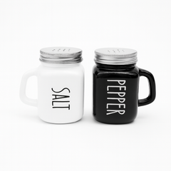 Glass Salt and Pepper Shaker Set – Mason Jar Style with Metal Lids