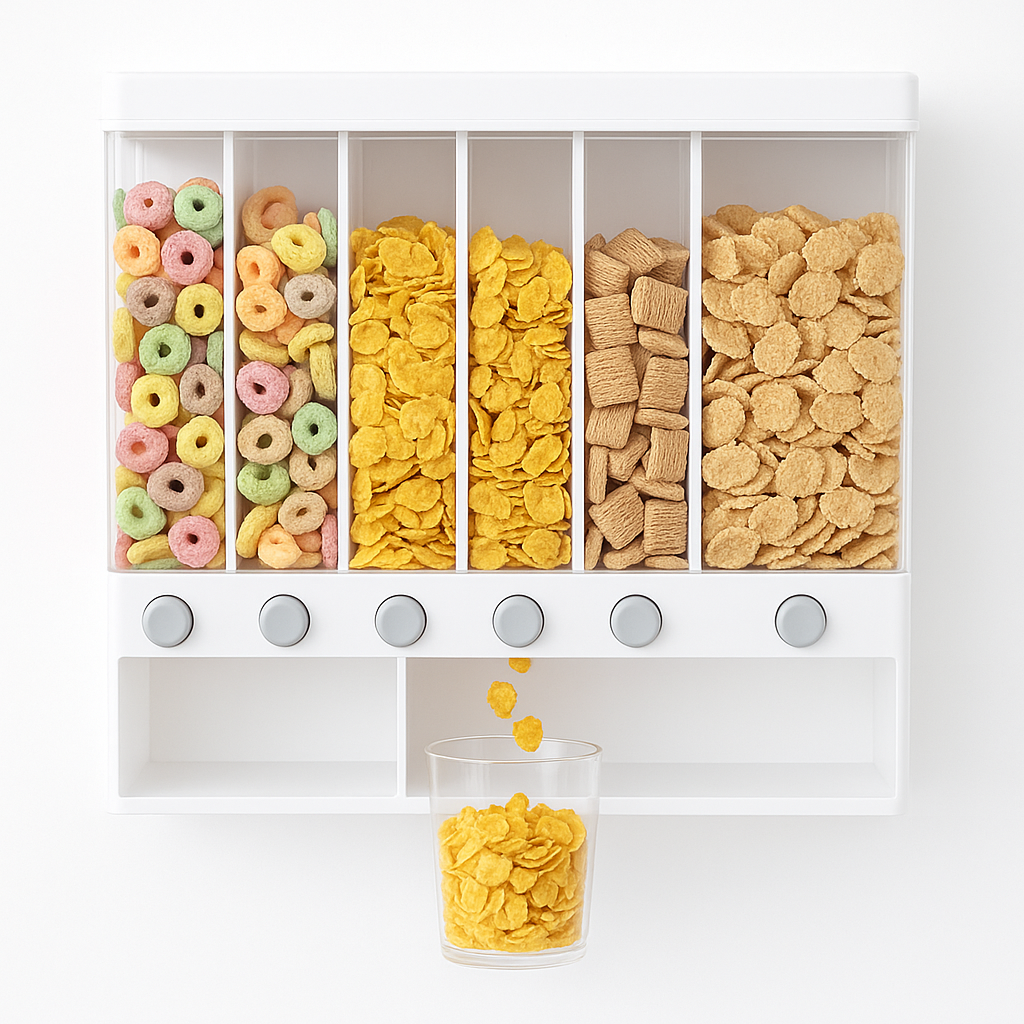 Wall-Mounted Rice &amp; Cereal Dispenser – 10kg Multi-Compartment Grain Storage Container