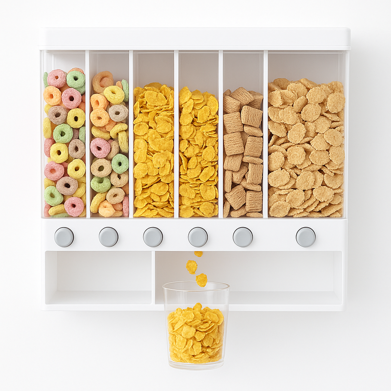 Wall-Mounted Rice &amp; Cereal Dispenser – 10kg Multi-Compartment Grain Storage Container - Habitt