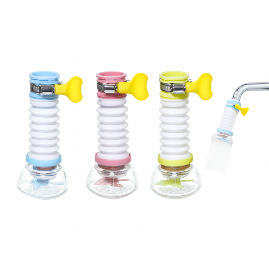 Adjustable Faucet Shower Head with Flexible Hose – Assorted Colors, 360° Rotating Water Saver Sprayer
