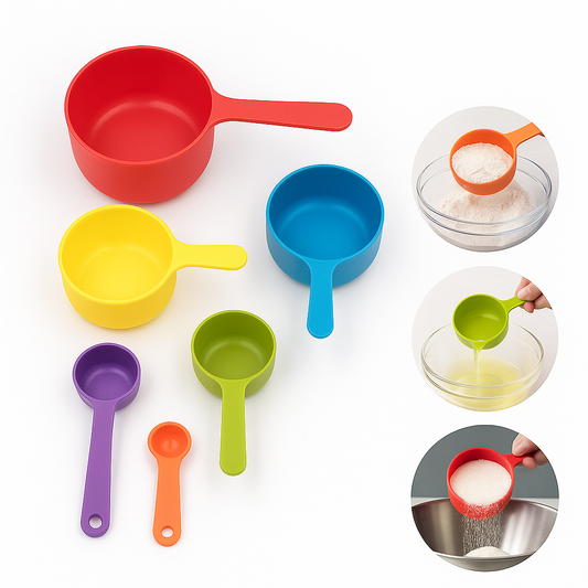 6-Piece Measuring Spoon Set – Colorful Plastic Measuring Tools for Baking & Cooking