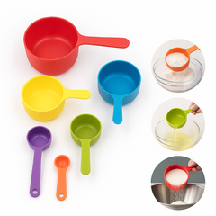 6-Piece Measuring Spoon Set – Colorful Plastic Measuring Tools for Baking & Cooking