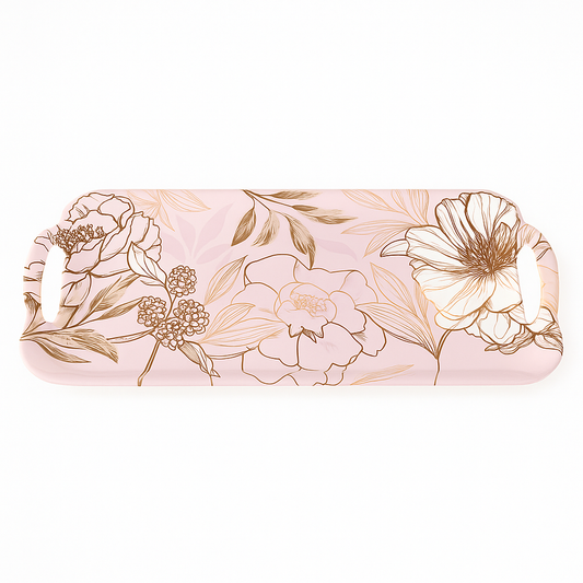 Crystal Smart Serving Tray – Floral Design with Handles