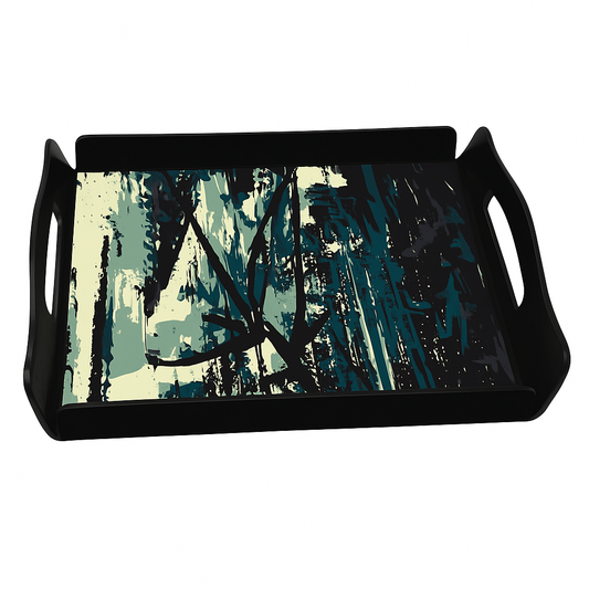 10 on 10 Magical Black Tray – Square Designer Serving Tray with Handles