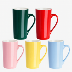 Ceramic Tall Mug 450ml Collection – Red, Blue, Yellow, Pink & Green