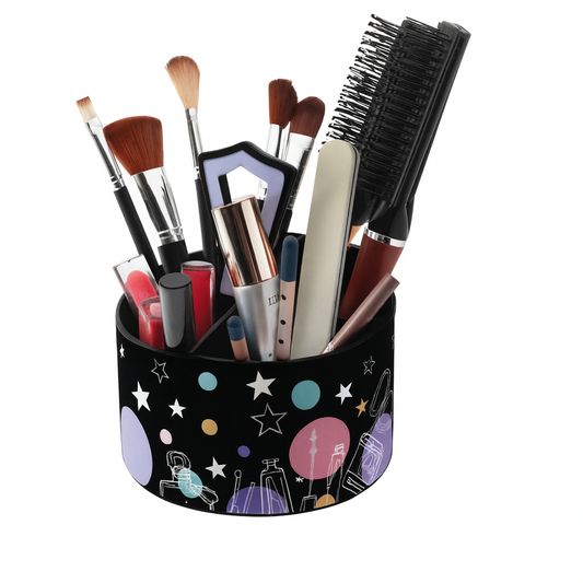 Beauty Organizer – Black Round Acrylic Makeup Holder