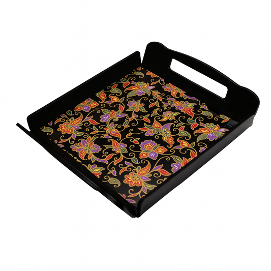 Magical Black AP Tray – Square Floral Serving Tray with Handles