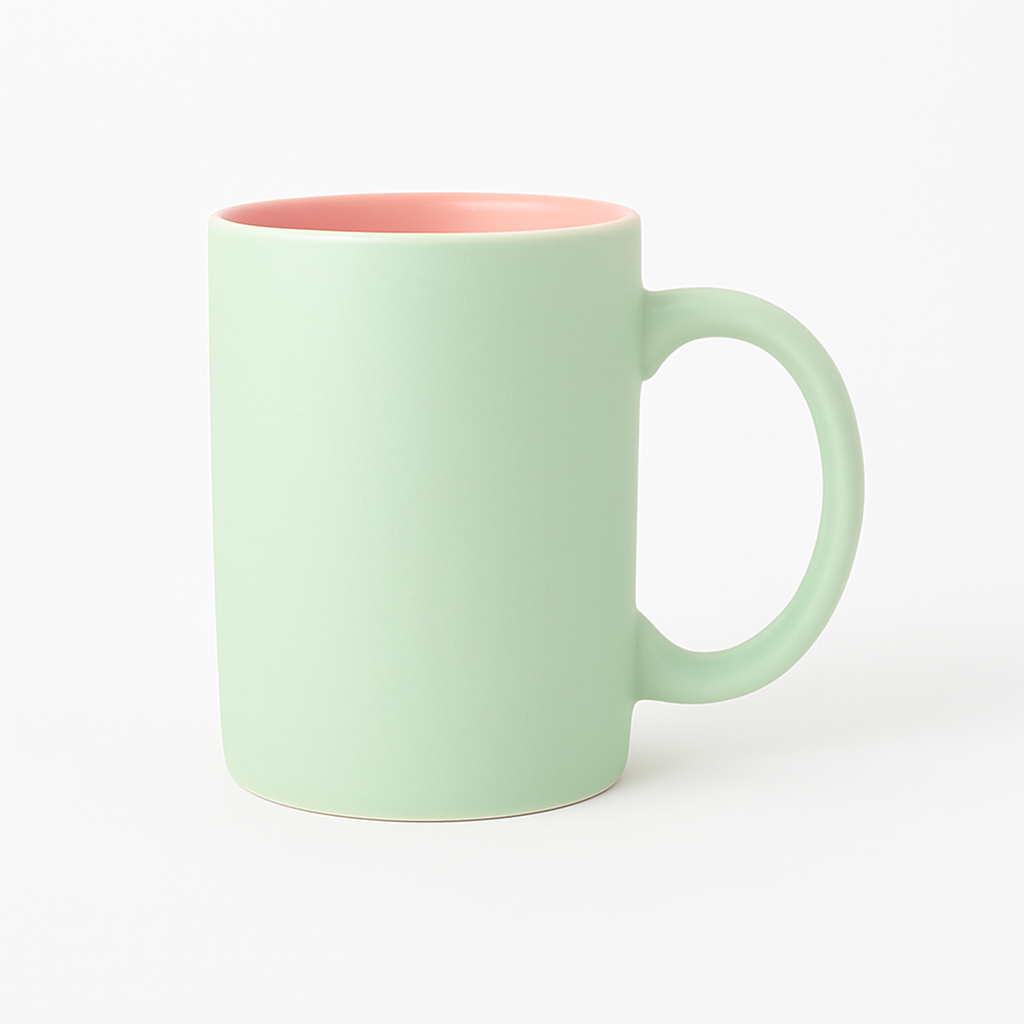 Colorful Ceramic Mug Set – 350ml Coffee & Tea Cups in Sea Green, Pink, Yellow, Peach, Light Blue & Black