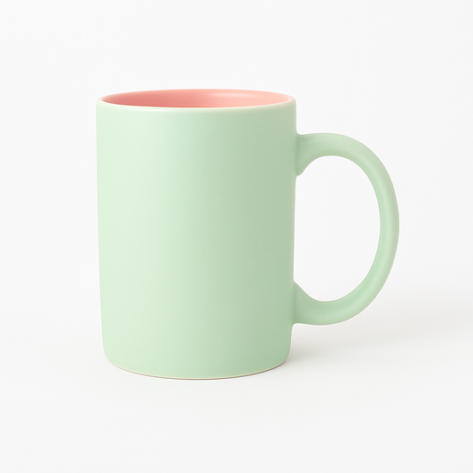 Colorful Ceramic Mug Set – 350ml Coffee & Tea Cups in Sea Green, Pink, Yellow, Peach, Light Blue & Black
