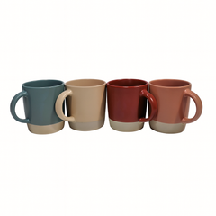 Ceramic Coffee Mug 350ml  | Green, Light Brown, Maroon & Brown