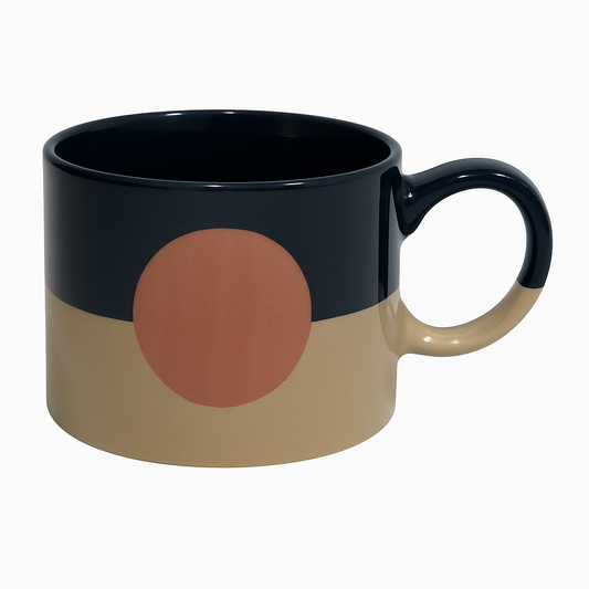 Modern Ceramic Mug 420ml – White & Black Variants with Minimalist Circle Design