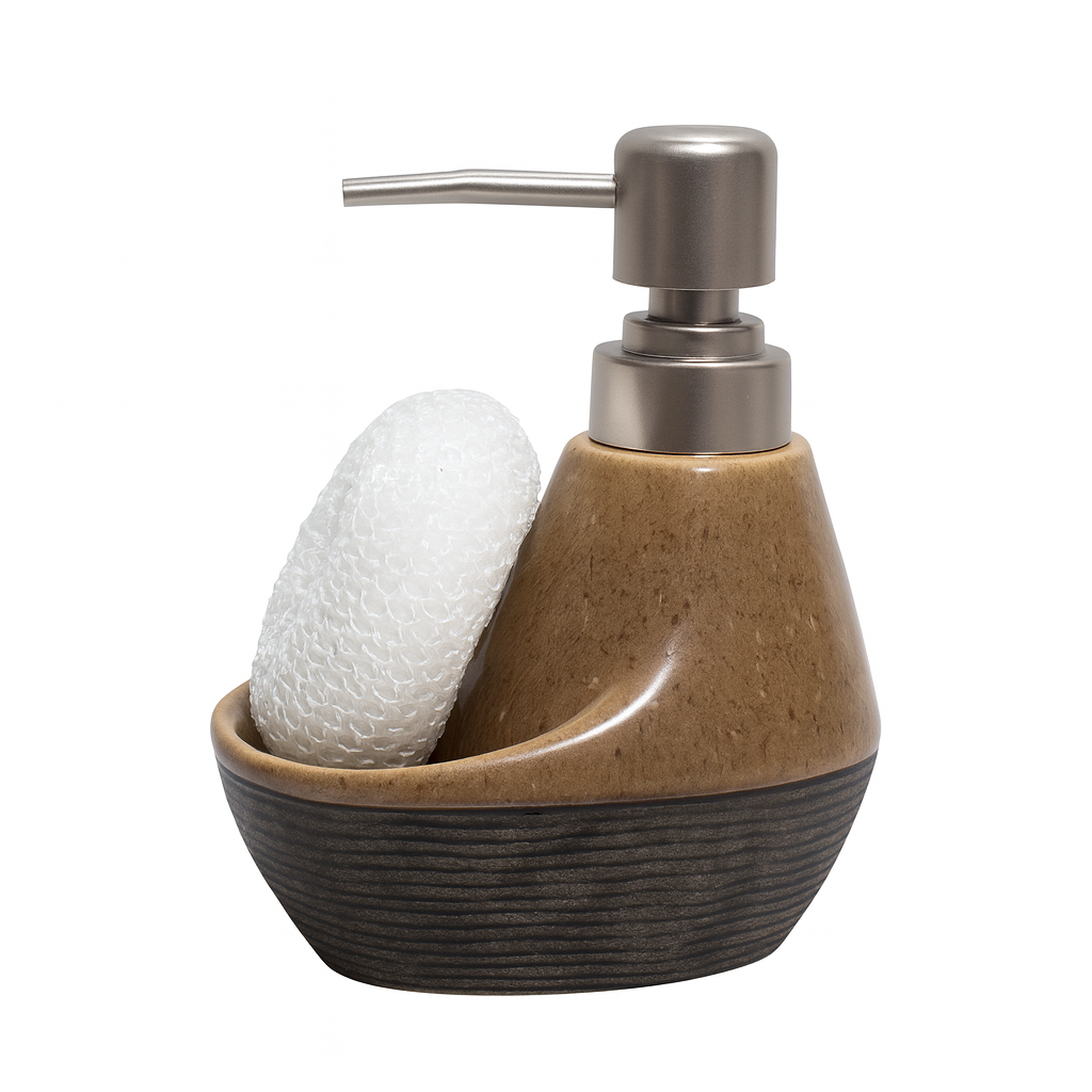 1pc Single Piece Soap Dispenser with Sponge Holder – 3 Elegant Color Variants